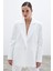 Ön Tek Düğmeli Uzun Ceket - Ekru 4