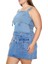 Plus Size Tokalı Denim Crop Top 3