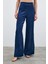 Yüksek Bel Desenli Pantolon - Lacivert 4