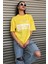 Houston Baskılı Kadın Oversize Sarı T-Shirt Unisex 2