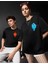 Ateş/su Baskılı 2'li Takım Oversize Salas T-Shirt Boyfriend 1