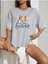 Be A Kind Human Baskılı Kadın Oversize Gri Salas T-Shirt Boyfriend 1
