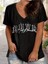 Kadın V Yaka Düz & Baskılı Siyah / Beyaz Oversize T-Shirt Salaş 1