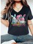 Kadın Baskılı Kadın Oversize V Yaka T-Shirt Salaş 1