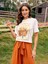 Beyaz Kadın Oversize T-Shirt Çiçek Baskılı 2