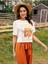 Beyaz Kadın Oversize T-Shirt Çiçek Baskılı 3