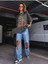 Füme Oversize T-Shirt Tiger Letter Baskılı 1