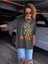 Füme Oversize T-Shirt Tiger Letter Baskılı 2