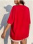 Coming Baskılı Kadın Oversize/ Boyfirend Kırmızı T-Shirt 2