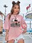 Never Give Up Baskılı Pembe Oversize Salas Boyfriend Kadın T-Shirt Top Bluz 4