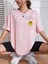 Smile Baskılı Kadın Oversize Salaş T-Shirt Boyfirend 3