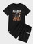 Unisex Siyah Nasa Ayıcık Baskılı Oversize T-Shirt ve Şort Kombin 1