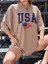 Usa Amerika Baskılı Oversize T-Shirt Salaş Boyfirend 1