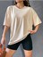 Bej Oversize T-Shirt Pusula Baskılı 4