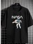 Unisex Siyah Oversize Nasa Astronot Baskılı T-Shirt 1