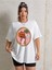 Bal Kabağı Baskılı Beyaz Oversize T-Shirt Salaş Boyfirend 1