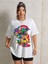 Graphic Drop Baskılı Beyaz Oversize T-Shirt Salaş Boyfirend 1