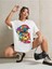 Graphic Drop Baskılı Beyaz Oversize T-Shirt Salaş Boyfirend 2
