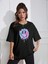 Melting Smile Baskılı Siyah Oversize T-Shirt Salaş Boyfirend 2