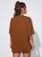 Bear Baskılı Kadın Oversize Kahverengi T-Shirt 2