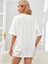Kadın Beyaz Oversize Basic T-Shirt 2