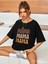 Mama Siyah Baskılı Oversize T-Shirt Salas Boyfriend 3
