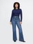 Kadın Mavi High Rise Braided '70S Flare Jean Pantolon 5