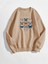 Kadın Oversize Bej Wild And Free Kelebek Baskılı 3iplik Sweatshirt 1