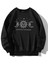 Ay Baskılı Unisex Siyah Oversize Sweatshırt 1
