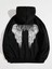Celebrate Kanat Baskılı Ünisex Siyah Kapüşonlu Oversize Sweatshirt 1