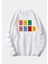 Oversize Beyaz Born Genius Baskılı 3 Iplik Sweatshirt 1