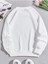Oversize Beyaz Born Genius Baskılı 3 Iplik Sweatshirt 2