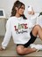 Yeni Yıl Temalı Bisiklet Yaka Beyaz Ünisex Oversize Sweatshirt 1