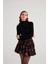 Balon Model Gül Desenli Mini Donna Etek Siyah 4