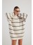 Çizgili Oversize Paloma Kazak Ekru 1