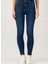 Yüksek Bel Dar Paça Skinny Fit Koyu Indigo Kadın Denim Pantolon DT10890 3