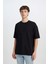 Oversize Geniş Kalıp Bisiklet Yaka Kısa Kollu Basic Düz Ağır Kumaş Tişört X3926AZ25SP 1