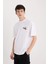 %100 Pamuk Boxy Fit Bisiklet Yaka Sırt Baskılı Kısa Kollu Tişört D5584AX25SP 4