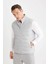 Slim Fit Dar Kesim Dik Yaka Fermuarlı Yelek D7536AX25SP 3