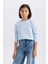 Kız Çocuk Slim Fit Dar Kesim Bisiklet Yaka Baskılı Fitilli Kaşkorse Uzun Kollu Tişört D8565A825SP 1
