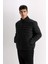 Slim Fit Dar Kesim Dik Yaka Fermuarlı Mont D7497AX25SP 3