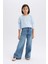 Kız Çocuk Slim Fit Dar Kesim Bisiklet Yaka Baskılı Fitilli Kaşkorse Uzun Kollu Tişört D8565A825SP 2