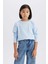 Kız Çocuk Slim Fit Dar Kesim Bisiklet Yaka Baskılı Fitilli Kaşkorse Uzun Kollu Tişört D8565A825SP 3