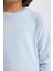 Kız Çocuk Slim Fit Dar Kesim Bisiklet Yaka Baskılı Fitilli Kaşkorse Uzun Kollu Tişört D8565A825SP 5