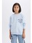 Kız Çocuk Relax Fit Bisiklet Yaka Baskılı Sweatshirt D8546A825SP 1