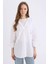 Relax Fit Kapüşonlu Basic Düz Poplin Uzun Kollu Beyaz Gömlek Tunik E1262AX25SP 1