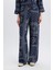 Wide Leg Geniş Bol Paça Desenli Yüksek Rahat Palazzo Pantolon C4042AX25SP 3
