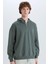 Boxy Fit Kapüşonlu Yarım Fermuarlı Baskılı Sweatshirt D6998AX25SP 1