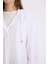 Relax Fit Kapüşonlu Basic Düz Poplin Uzun Kollu Beyaz Gömlek Tunik E1262AX25SP 4