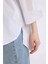 Relax Fit Kapüşonlu Basic Düz Poplin Uzun Kollu Beyaz Gömlek Tunik E1262AX25SP 5